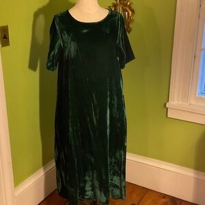 Rujuta Sheth green velvet A-line dress